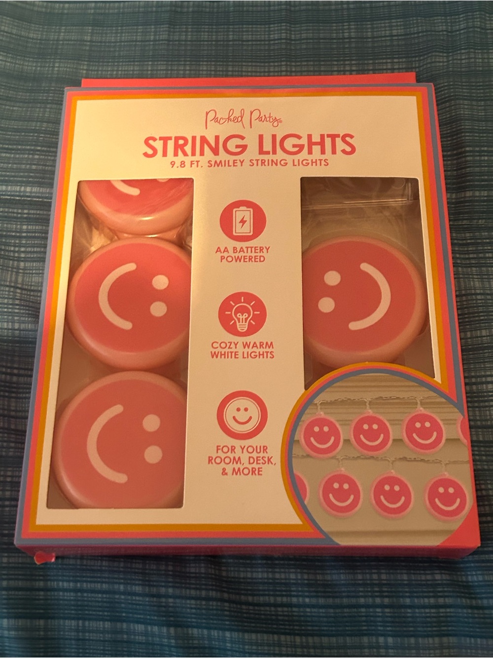 Packed Party Pink Smiley String Lights - Cheerful Decorative Accent